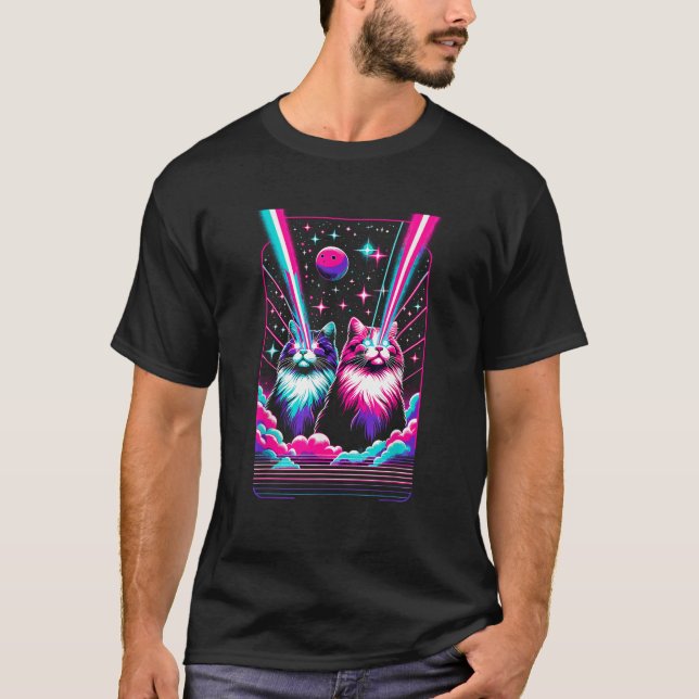 T-shirt Vaporwave Aesthetic Laser Eyes Space Cat Galactic 
