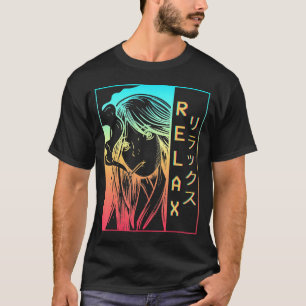 T-shirt Vaporwave Aesthétique Anime Girl Sad Japonais Rela