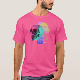 T-shirt Vaporwave Aesthétique Glitch Skull 80's Retro Synt