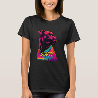T-shirt Vaporwave American Staffordshire Terrier Maman Fut