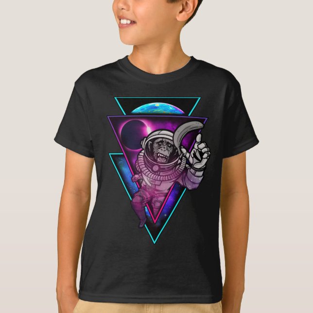 T-shirt Vaporwave Astronaut Space Art Monkey Bankey (Devant)