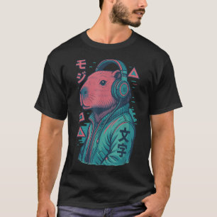 T-shirt Vaporwave Capybara Anime d'art japonais Manga Ukiy
