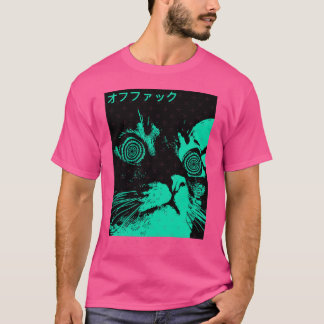 T-shirt Vaporwave Cool Cat Japanese Urban Neon Style gift