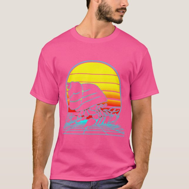 T-shirt Vaporwave de crabe hermite rétro (Devant)