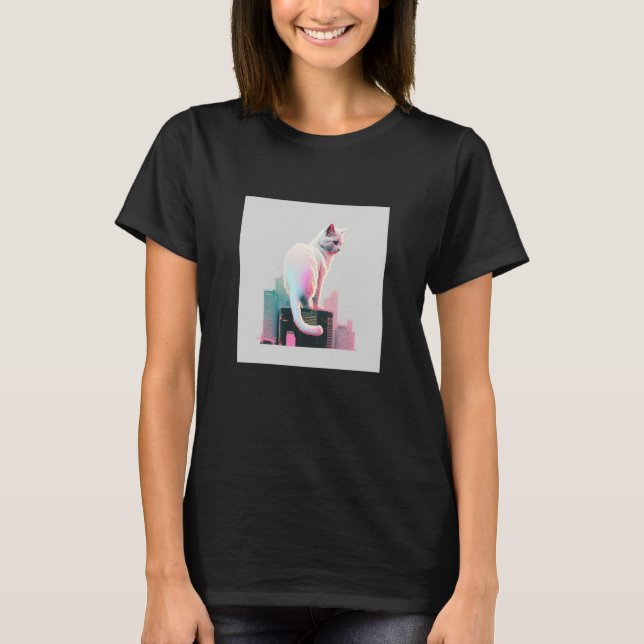 T-shirt Vaporwave Esthétique Glitch Chat Rétrowave Synthwa (Devant)