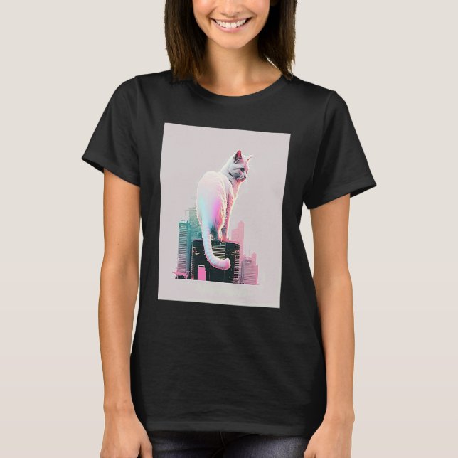 T-shirt Vaporwave Esthétique Glitch Chat Rétrowave Synthwa (Devant)