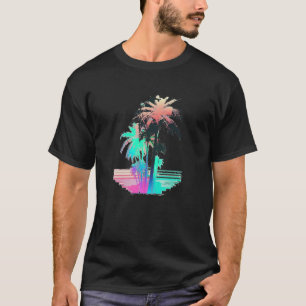 T-shirt Vaporwave Esthétique Glitch Palmier Rétrowave Synt