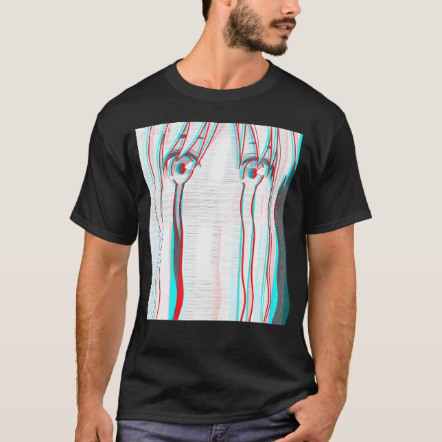 T-shirt Vaporwave esthétique Triste Anime Girl Anime Eyes  (Devant)