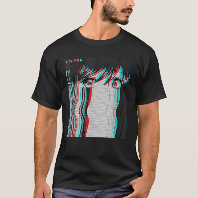 T-shirt Vaporwave esthétique Triste Anime Girl Retro Eboy  (Devant)