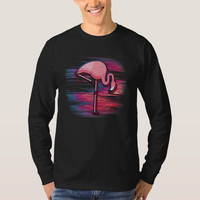 T-shirt Vaporwave Flamant rose de bruit brillant (Devant)