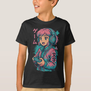 T-shirt Vaporwave Gamer Girl Japonaise Art Anime Manga gra