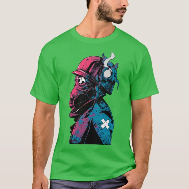 T-shirt Vaporwave Gas Mask Streetwear Urban Style friends  (Devant)