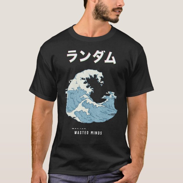 T-shirt Vaporwave Glitch esthétique 80s Retro Grande vague (Devant)