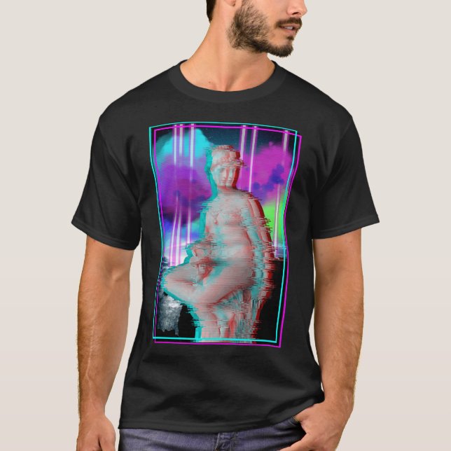 T-shirt Vaporwave Glitch esthétique Statue grecque Rétrowa (Devant)