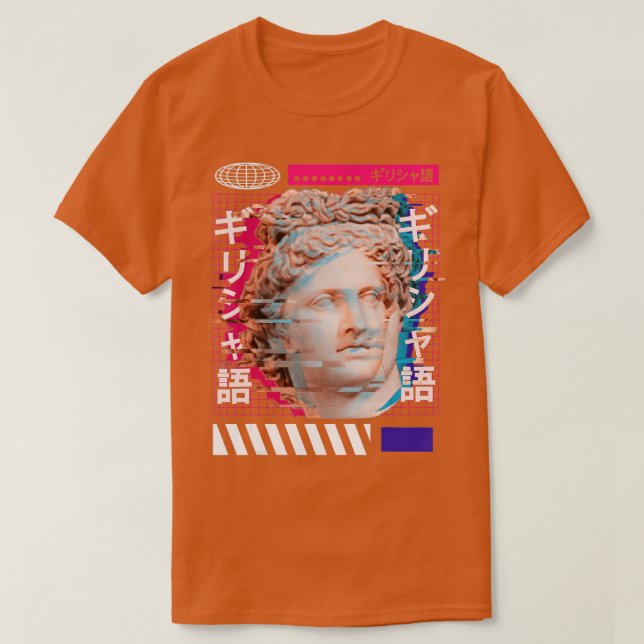 T-shirt Vaporwave Grèce Statue grecque japonaise Adonis (Design devant)