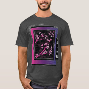 T-shirt Vaporwave Japonais Cherry Sakura Arbre de fleurs A