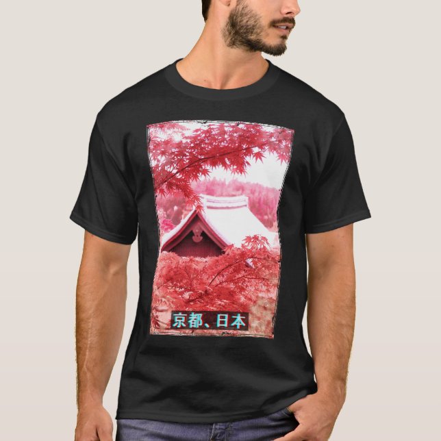 T-shirt Vaporwave Japonais esthétique Streetwear Temple (Devant)