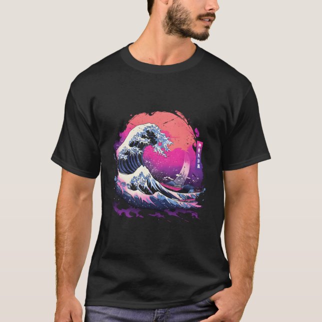 T-shirt Vaporwave Japonais Kanagawa Vague Grosse vague de  (Devant)