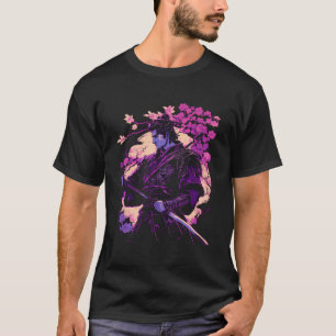 T-shirt Vaporwave japonais Samurai Cyberpunk Cerry Blosso