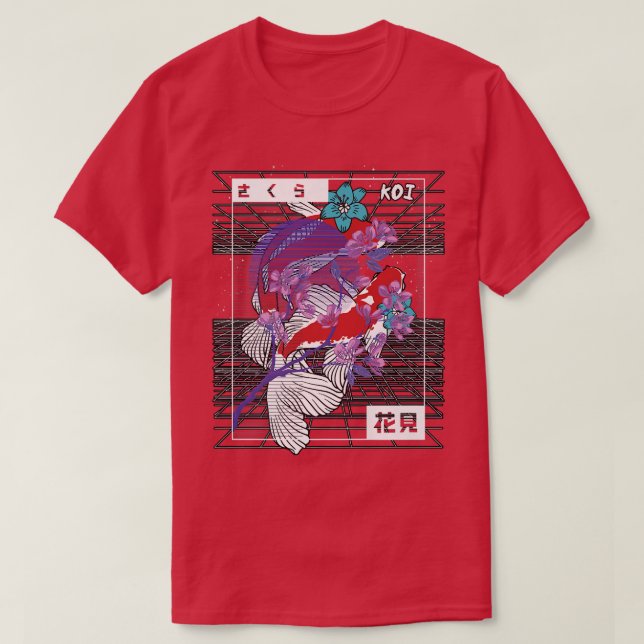 T-shirt Vaporwave Koi Fish Japon Sakura Carpe de sélection (Design devant)