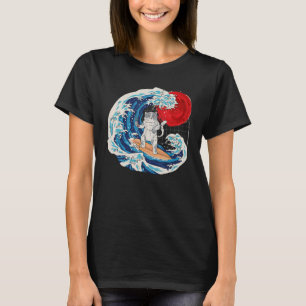 T-shirt Vaporwave La Grande Vague De Chat Japonaise Neko S
