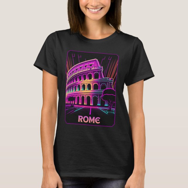 T-shirt Vaporwave Le Colisée Rome Italie Retro 80s (Devant)