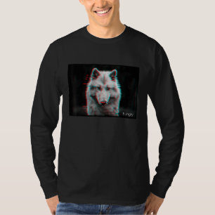 T-shirt Vaporwave Loup blanc animal Loup de neige faim