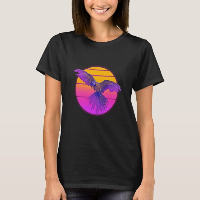 T-shirt Vaporwave Macaw Parrot Tropical Bird Birdwatching (Devant)