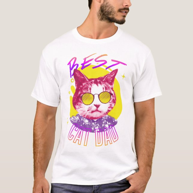 T-shirt Vaporwave Meilleur Chat Papa Kitty Esthétique Rétr (Devant)