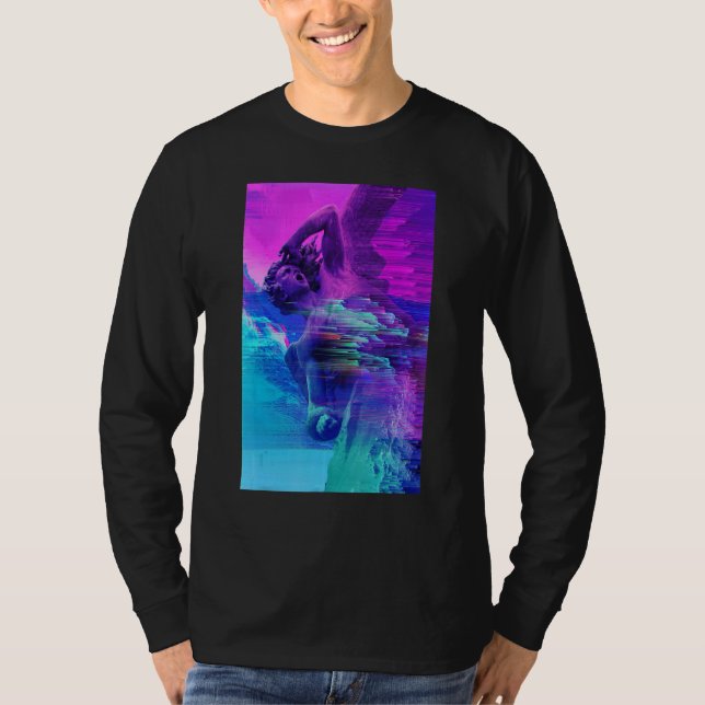 T-shirt Vaporwave Outrun Rétro-onde Synthwave Rétro 80 Aes (Devant)