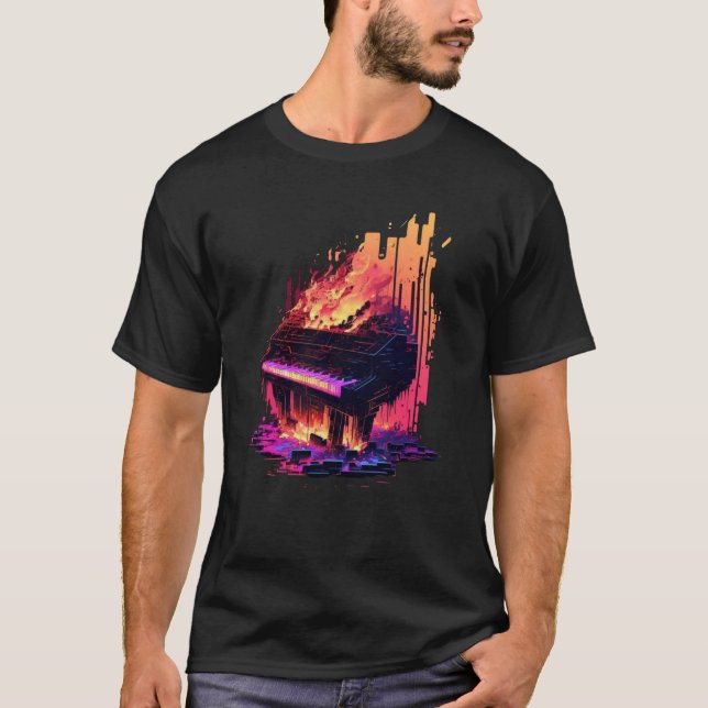T-shirt Vaporwave Piano (Devant)