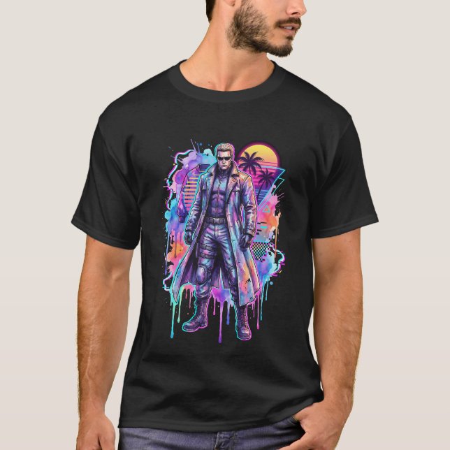 T-shirt Vaporwave Resident Evil Albert Wesker Lunettes de  (Devant)