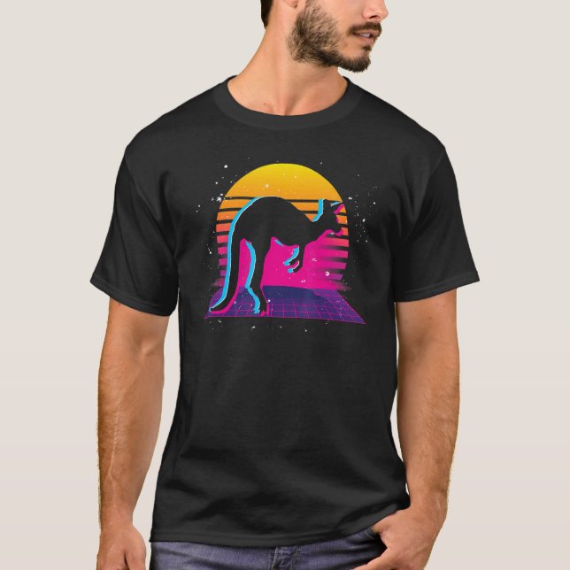 T-shirt Vaporwave rétro Kangaroo (Devant)