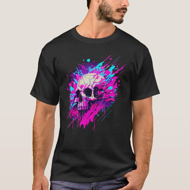 T-shirt Vaporwave Skull Urban Aesthetic Pastel Goth Street (Devant)