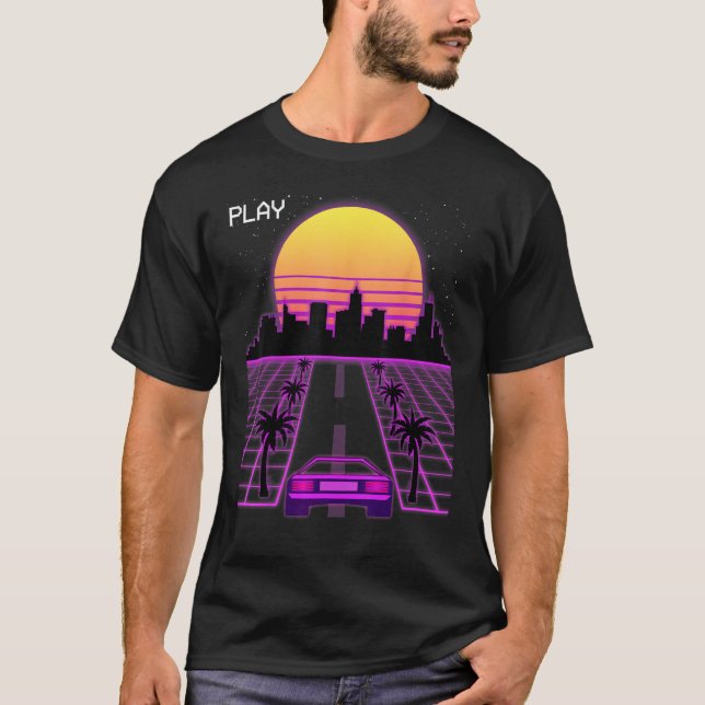 T-shirt Vaporwave Sunset Synthwave Cyberpunk Outrun 80s Me (Devant)