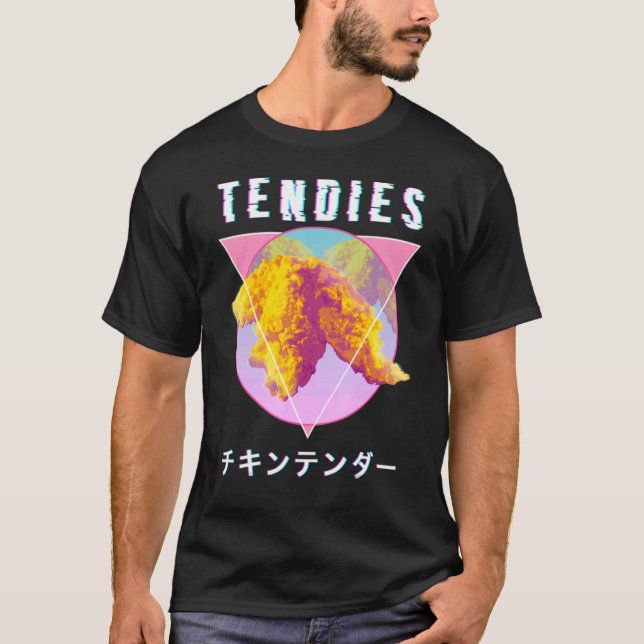 T-shirt Vaporwave Tendies Poulet Tenders Japonais Kanji G (Devant)