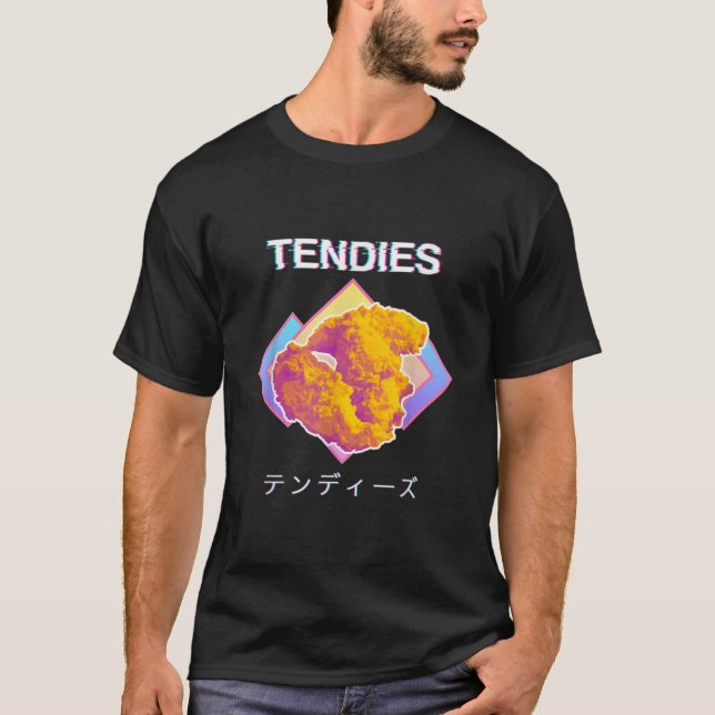 T-shirt Vaporwave Tendies Poulet Tenders Japonais Kanji T (Devant)