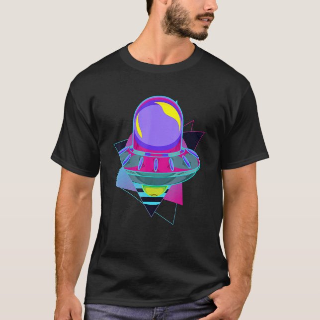 T-shirt Vaporwave Ufo Sci Fi Extraterrestrial Uf (Devant)