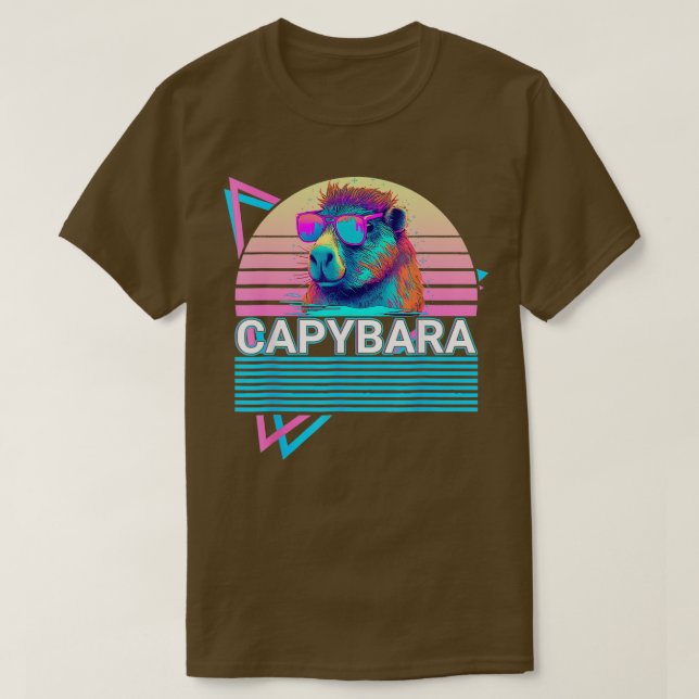 T-shirt Vaporwave Vintage Capybara Retro (Design devant)