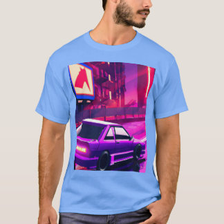 T-shirt Vaporwave voiture Synthwave Cité filles vintage am