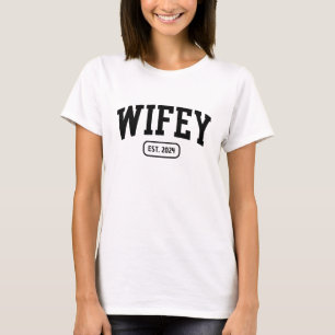 T-shirt Varsity Wifey Mariage correspondant