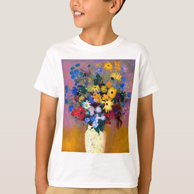 T-shirt Vase blanc avec fleurs Odilon Redon (Devant)