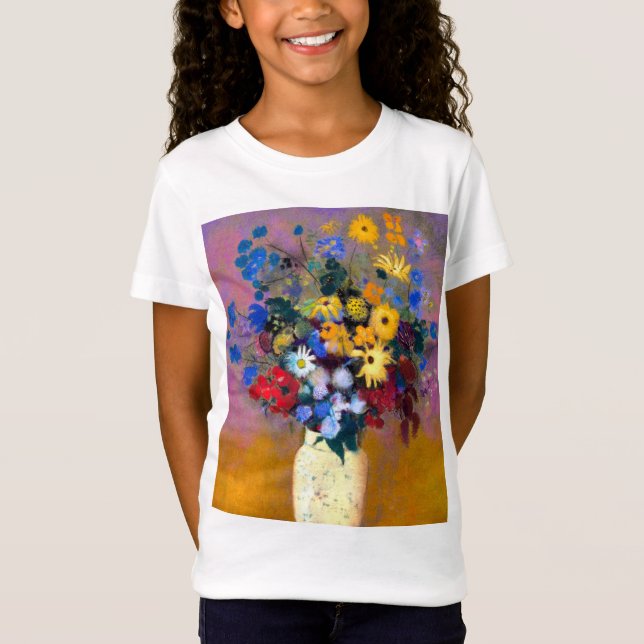 T-Shirt Vase blanc avec fleurs Odilon Redon (Devant)