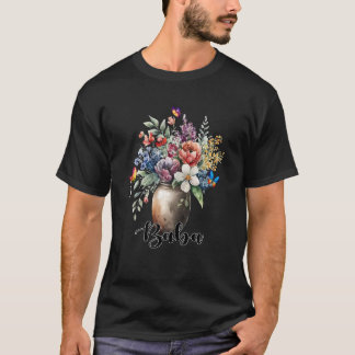 T-shirt Vase de femmes papillons Fleur sauvage Baba