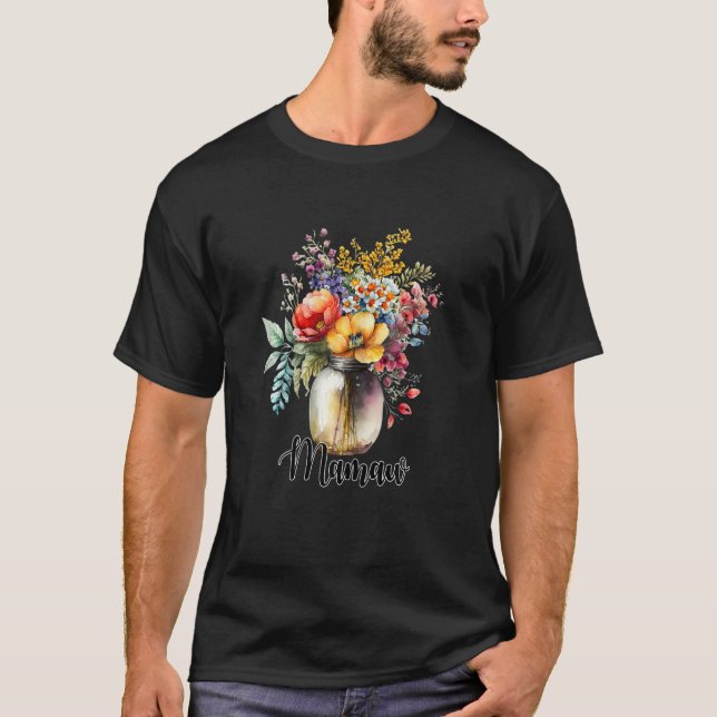T-shirt Vase de fleurs sauvages pour femmes Mamaw (Devant)