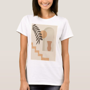 T-shirt Vase Feuille Escalier Soleil, Art Géométrique Abst