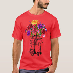 T-shirt Vase vintage De Papillon Fleur sauvage Coloré Gigi