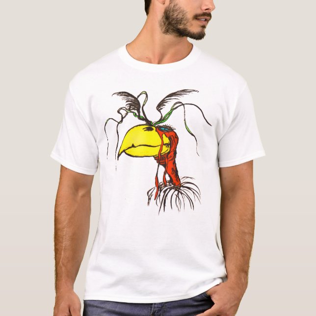 T-shirt Vautour cou rouge caricature Oiseau (Devant)