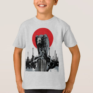 T-shirt Vautour sur voiture ancienne avec soleil rouge