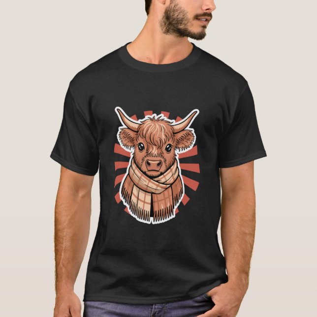 T-shirt Veau de vache Highland en écharpe (Devant)